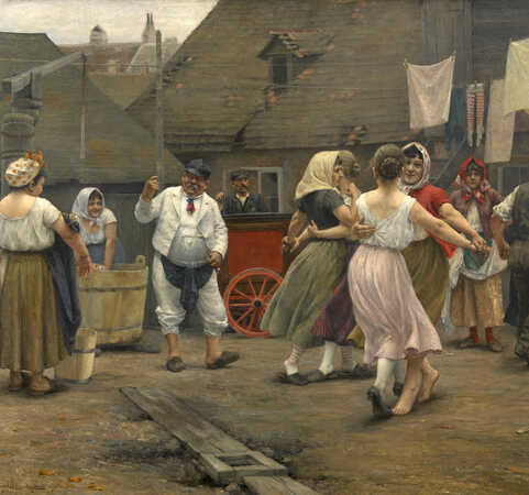 Ausschnitt von „Ein Ball auf der Hängstatt“ Engelhart, 1890, Wien Museum